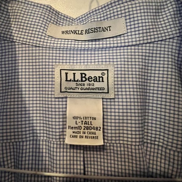 LL Bean Short Sleeved Button Down Size L-Tall - Picture 2 of 3